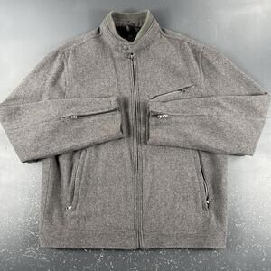 Express Jacket Mens Large Gray Wool Silk Bomber Cafe Harrington Lined Sharp EUC